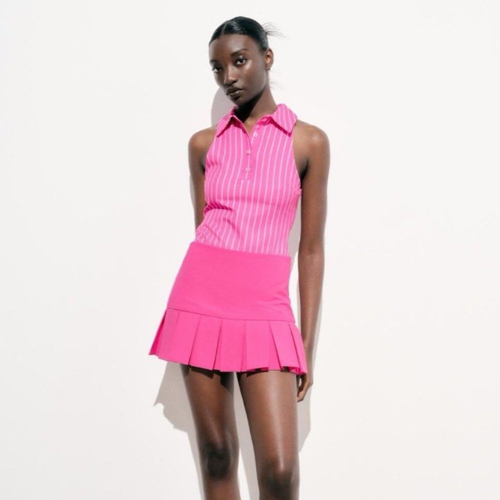 ZARA STRIPED BODYSUIT - PINK